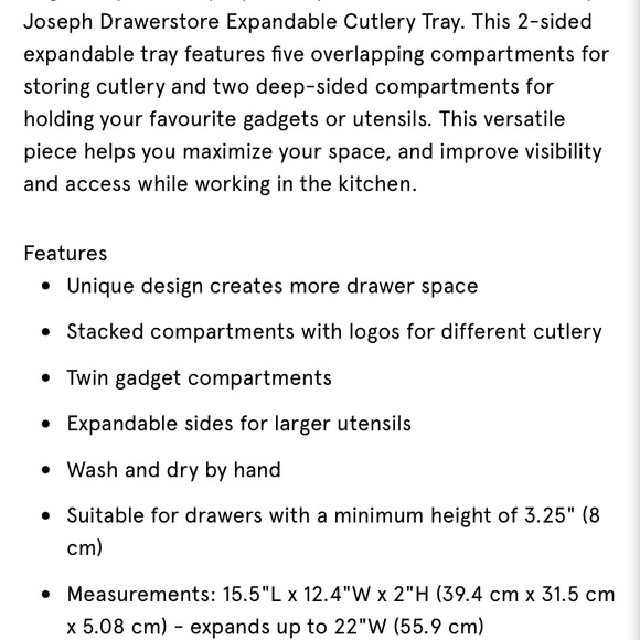 Joseph Joseph Drawer Store Expandable Cutlery Tray Storage - Picture 6 of 13